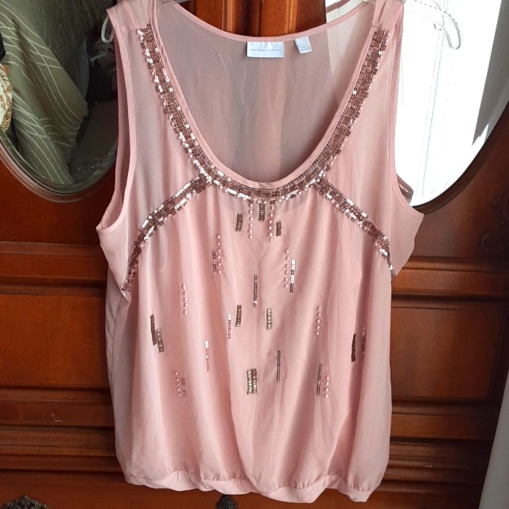 New York & Company Sequins Tank Top with Attached Camisole.